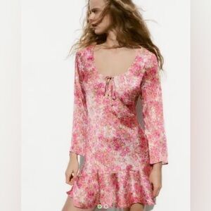 Zara Pink Floral Long Sleeve Dress